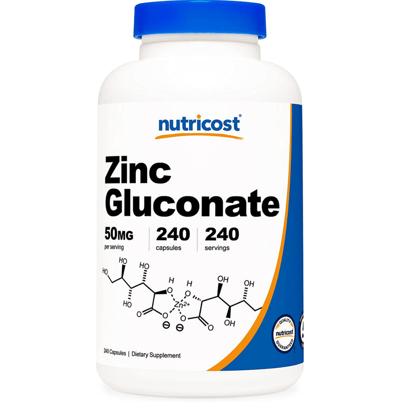 Nutricost Zinc Gluconate 50 MG - Cápsulas Vegetarianas - Puro Estado Fisico