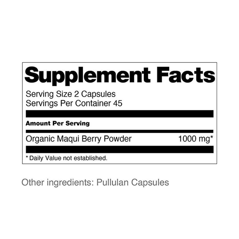 SB Organics Maqui Berry 500 mg - 90 Cápsulas - Puro Estado Fisico