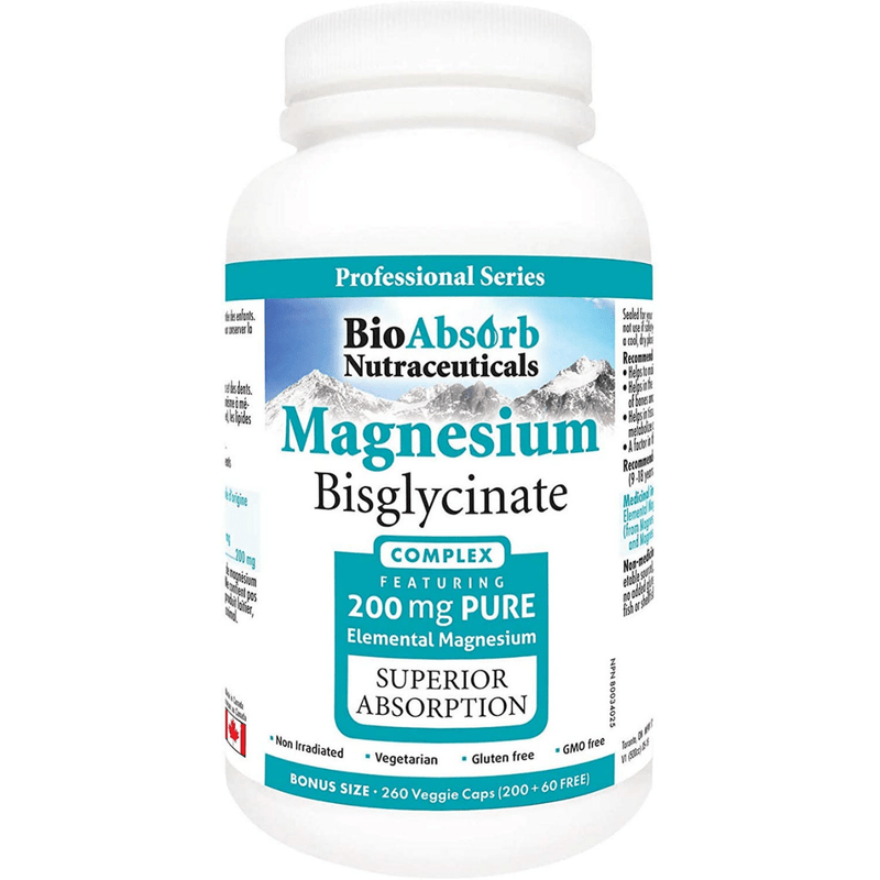 Bio Absorb Nutraceuticals Magnesium Bisglycinate - 260 Cápsulas Vegetales - Puro Estado Fisico
