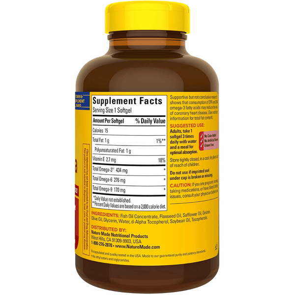 Nature Made Triple Omega 3-6-9 - 150 Cápsulas Blandas - Puro Estado Fisico