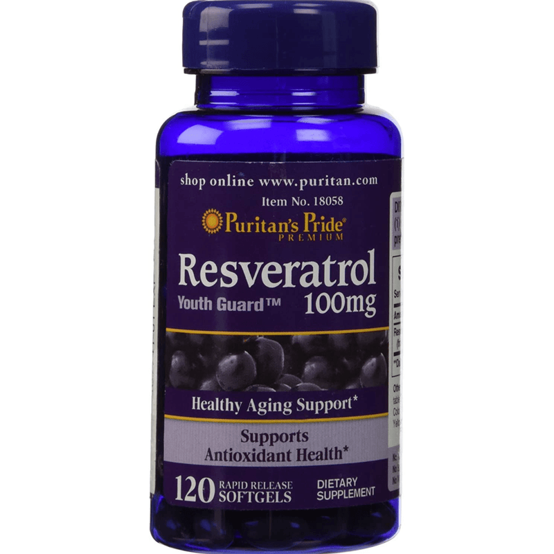 Puritans Pride Resveratrol 100 mg - 120 Cápsulas Blandas - Puro Estado Fisico
