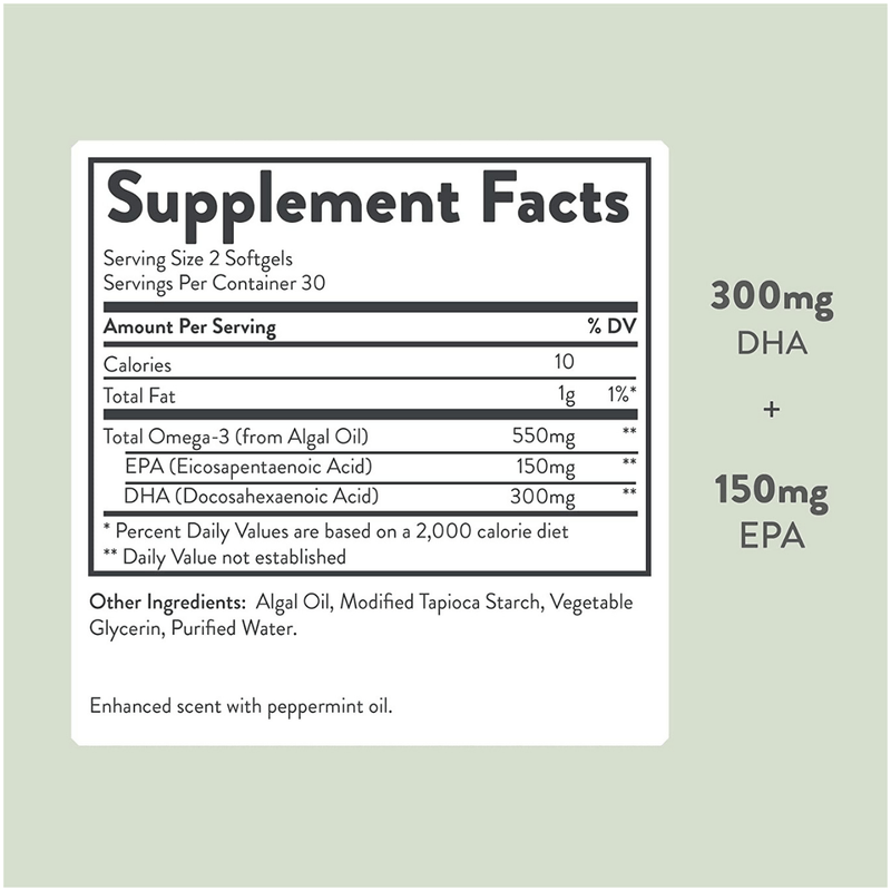 Sapling Omega 3 Algae Based DHA & EPA - 60 Cápsulas Blandas Veganas - Puro Estado Fisico