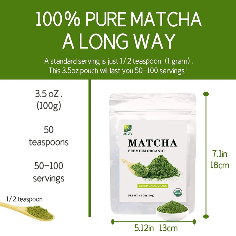 JSZY Matcha Orgánico Premium - 100 g - Puro Estado Fisico