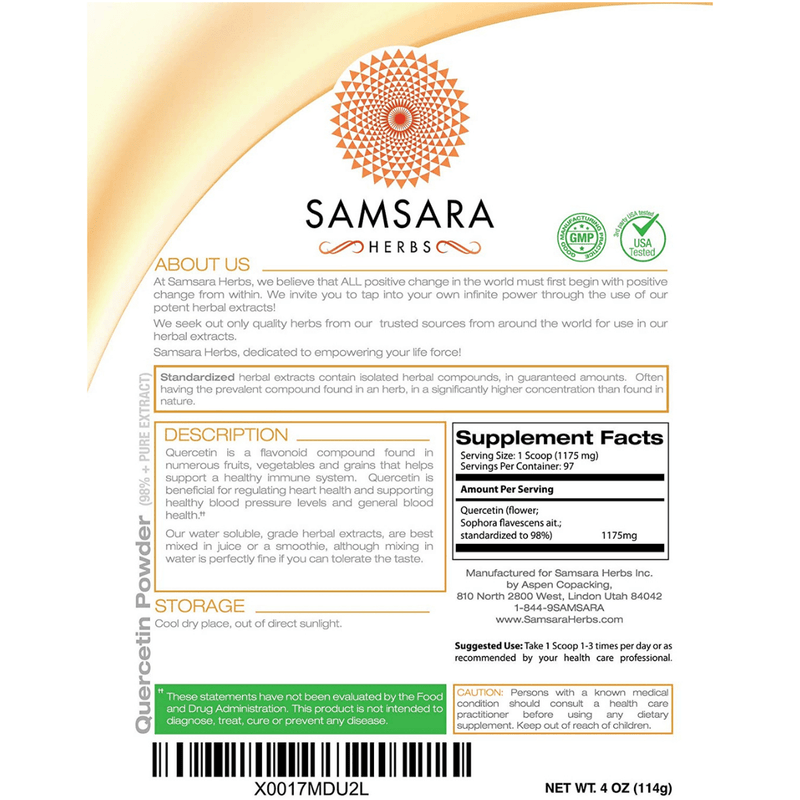 Samsara Herbs Extracto De Quercetina Puro - Puro Estado Fisico