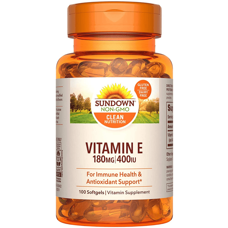 Sundown Naturals Vitamina E 400 IU - 100 Cápsulas Blandas - Puro Estado Fisico