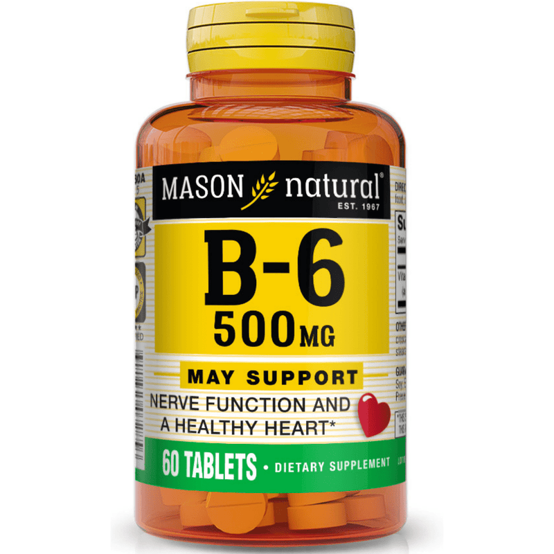 Mason Natural Vitamin B6 500 mg - 60 Tabletas - Puro Estado Fisico