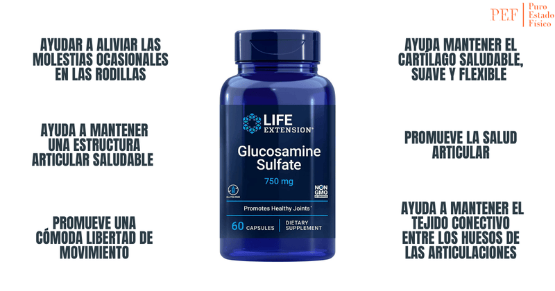 Life Extension Glucosamine Sulfate - 60 Cápsulas - Puro Estado Fisico