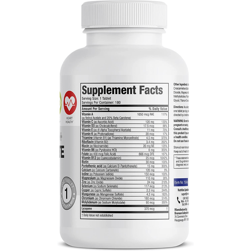 Bronson Mens 50+ Complete Multivitamin - 180 Tabletas - Puro Estado Fisico