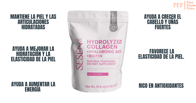 SESEN Hydrolyzed Collagen + Hyaluronic Acid + Biotin - 500 g - Puro Estado Fisico