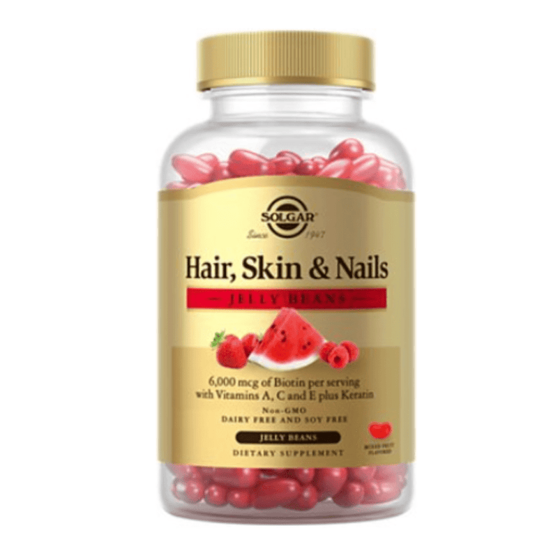 Solgar Hair, Skin & Nails 6000 mcg - Fruta Mezclada - 60 Frijolitos confitados - Puro Estado Fisico