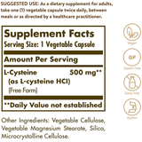 Solgar L-Cysteine 500 mg - 90 Cápsulas Vegetales - Puro Estado Fisico