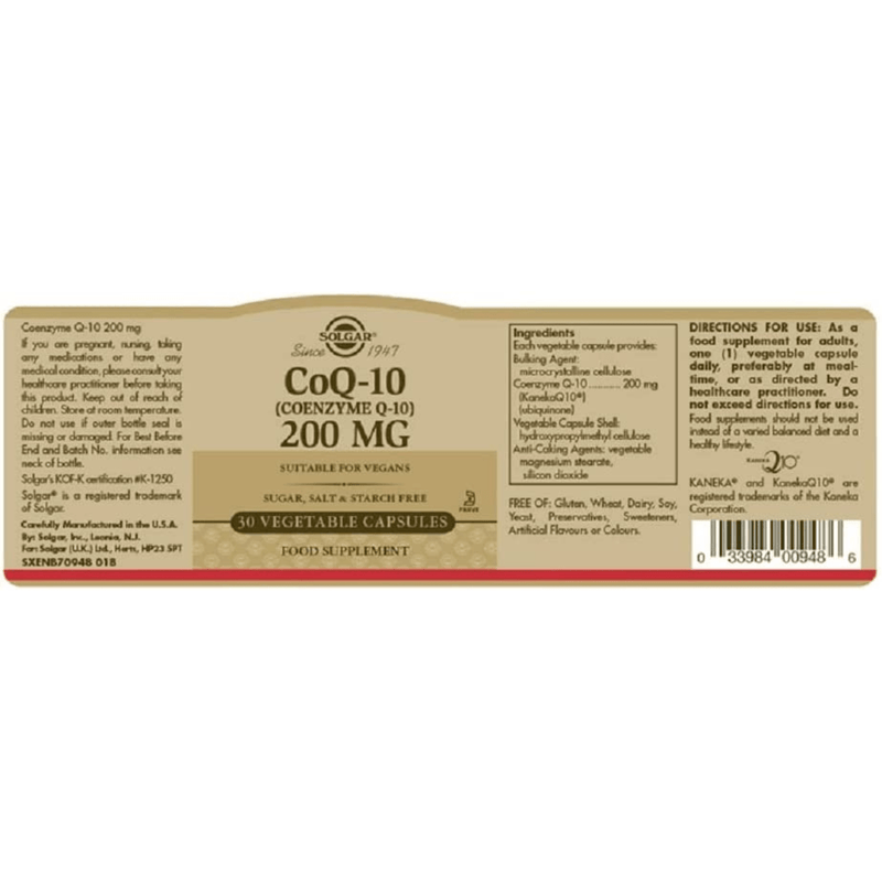 Solgar Vegan CoQ-10 - 200 mg - Puro Estado Fisico