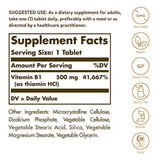 Solgar Vitamin B1 (Thiamin) 500 mg - 100 Tabletas - Puro Estado Fisico