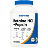 Nutricost Betaine HCl + Pepsin 790 mg - 240 Cápsulas - Puro Estado Fisico