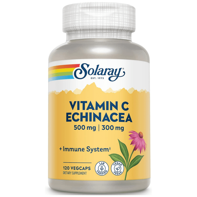 Solaray Vitamin C Echinacea - 120 Cápsulas Vegetales - Puro Estado Fisico