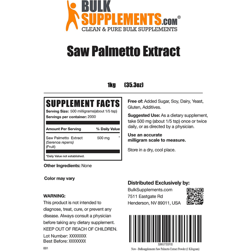 BulkSupplements Saw Palmetto Extract - Puro Estado Fisico