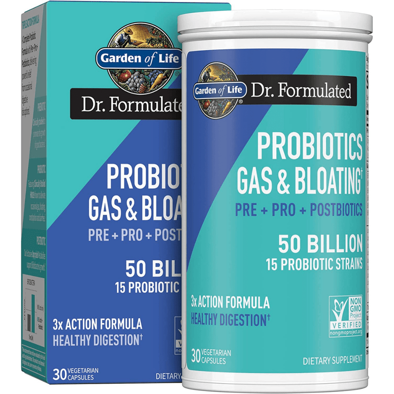 Garden of Life Probiotics Gas & Bloating - 30 Cápsulas Vegetarianas - Puro Estado Fisico