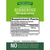 Natures Truth Berberine 500 mg - 60 Cápsulas Vegetarianas - Puro Estado Fisico
