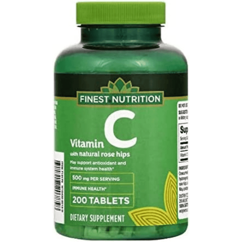 Finest Nutrition Vitamin C with Rosehip - 200 Tabletas - Puro Estado Fisico