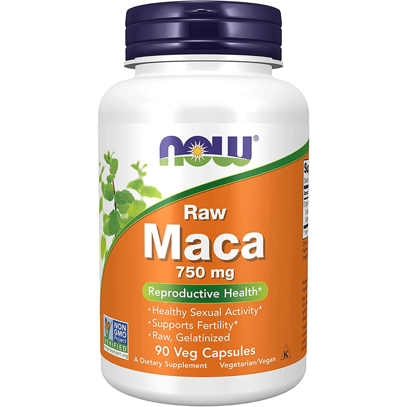 NOW Foods Raw Maca 750 Mg - 90 Cápsulas Vegetales - Puro Estado Fisico