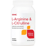 GNC L-Arginine & L-Citrulline 500 mg - 120 Comprimidos - Puro Estado Fisico