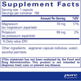 Pure Encapsulations Potassium Magnesium (Aspartate) - 180 Cápsulas - Puro Estado Fisico