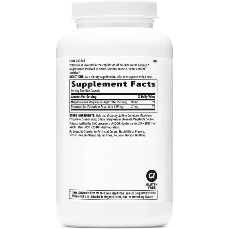 GNC Potassium & Magnesium Aspartate 240 Cápsulas Puro Estado Fisico