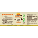 Sundown Naturals Vitamin D3 - 2000 UI - 150 Cápsulas Blandas - Puro Estado Fisico