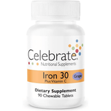 CelebrateNutritionalSupplements Iron & Vitamin C 30 mg - 90 Tabletas Masticable - Puro Estado Fisico