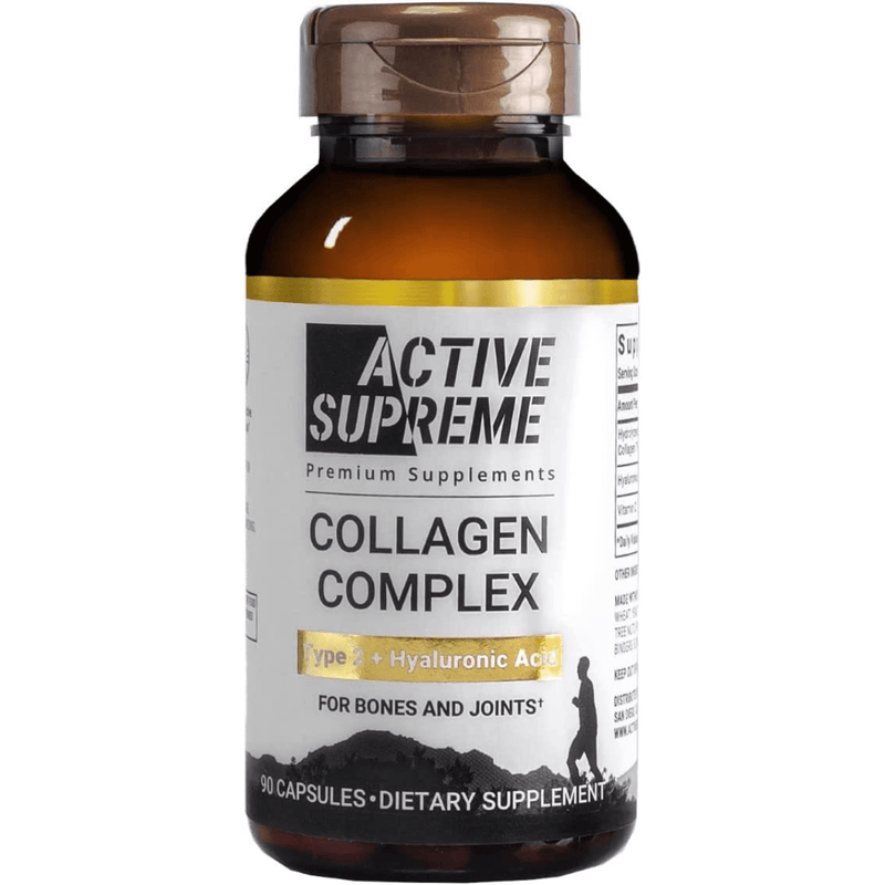 Active Supreme Collagen Complex Tipo 2 with Hyaluronic Acid and Vitamin C - 90 Cápsulas - Puro Estado Fisico