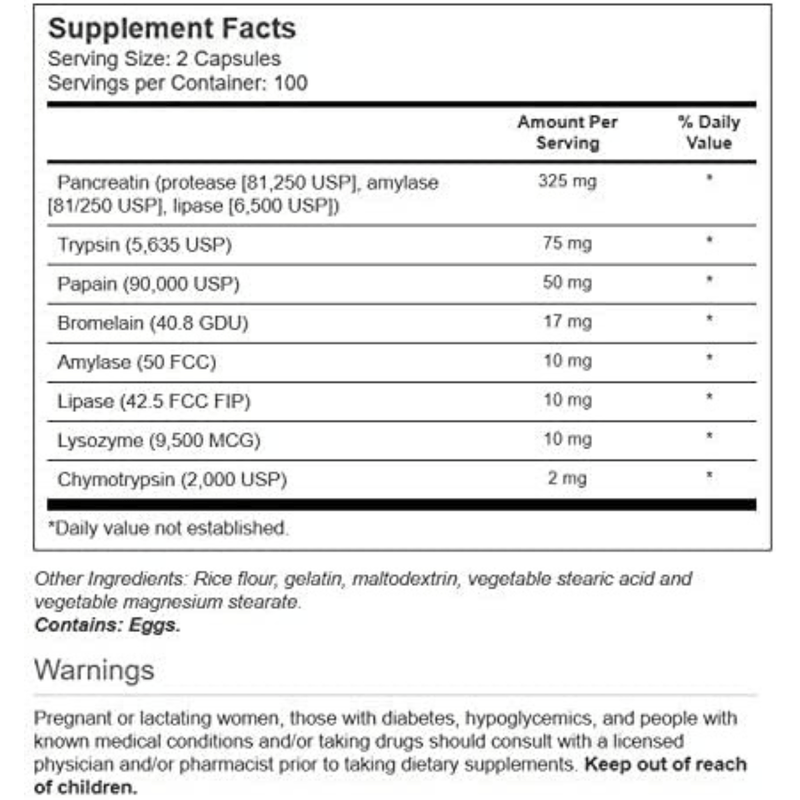 Vitacost Mega Digestive Enzymes with Pancreatin 10X - 200 Cápsulas - Puro Estado Fisico