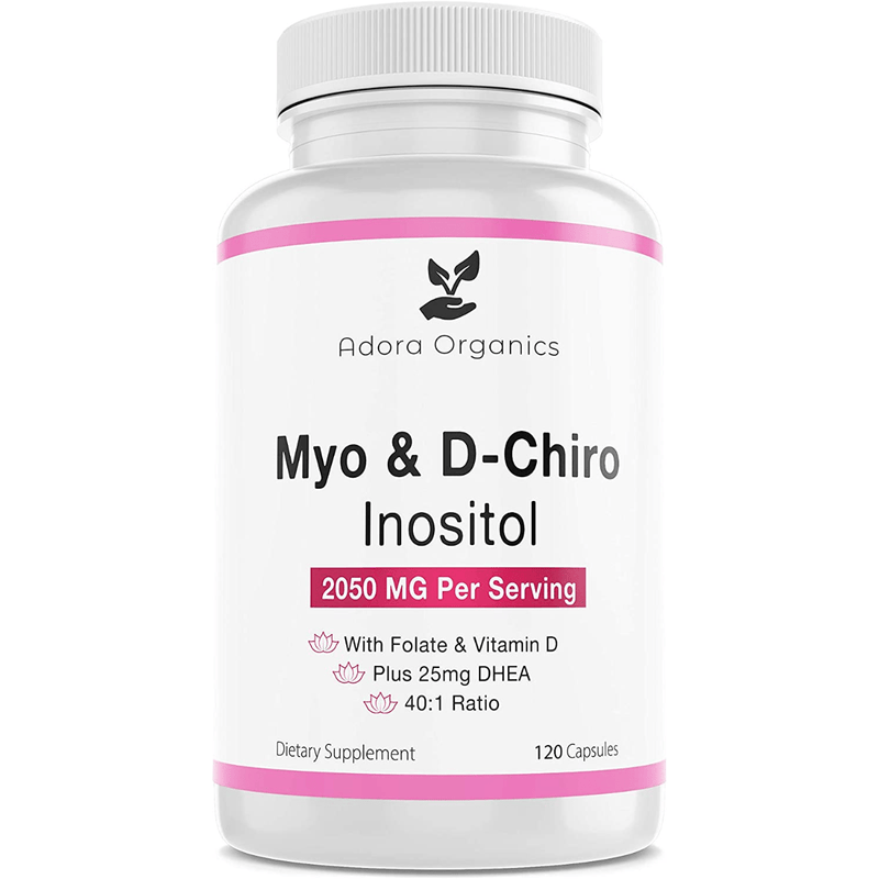 Adora Organics Myo& D-Chiro Inositol with Folate And Vitamin D - 120 Cápsulas - Puro Estado Fisico