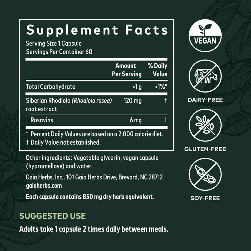 Gaia Herbs Rhodiola Rosea - Puro Estado Fisico