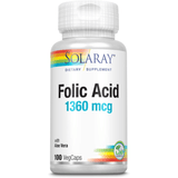 Solaray Folic Acid 1360 mcg - 100 Cápsulas Veganas - Puro Estado Fisico