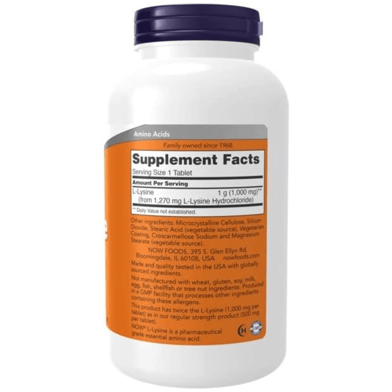 NOW Foods L-Lysine 1000 mg - 250 Tabletas - Puro Estado Fisico