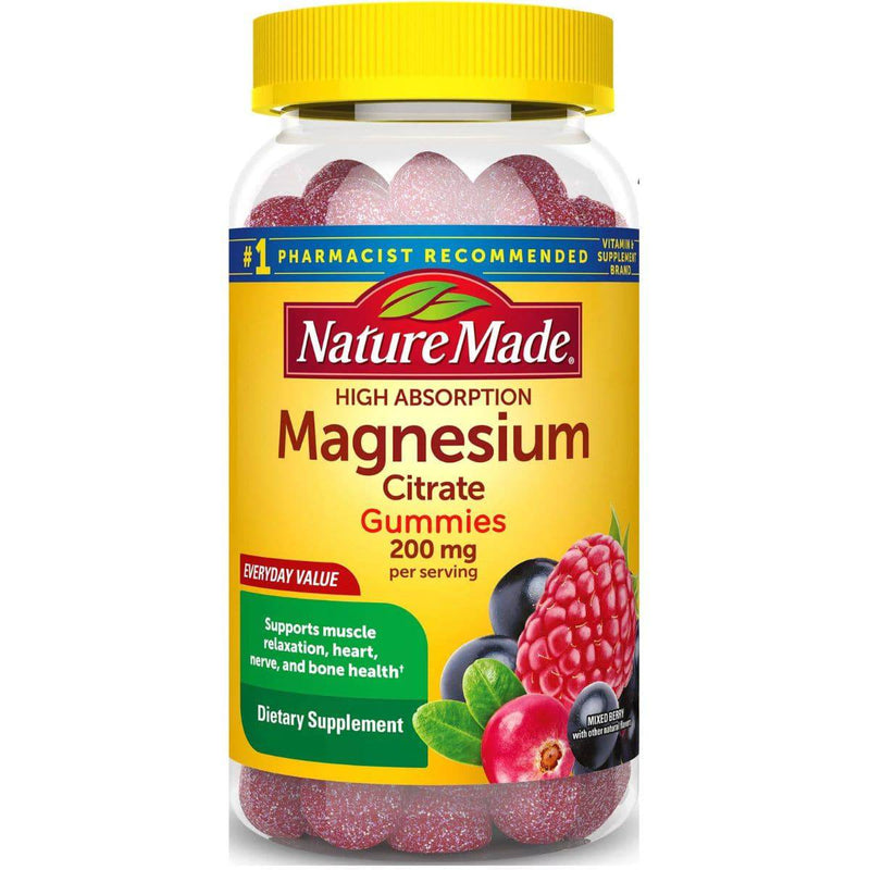 Nature Made Magnesium Citrate 200 Mg - Mezcla de Bayas - 120 Gomitas - Puro Estado Fisico