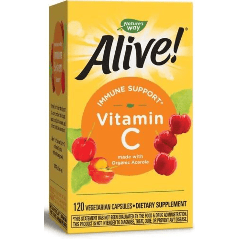 Natures Way Alive Vitamin C - 120 Cápsulas Vegetarianas - Puro Estado Fisico