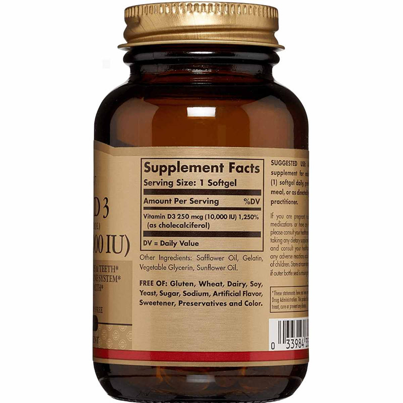 Vitamina D3 - 10000 IU - 120 Cápsulas Blandas - Puro Estado Fisico