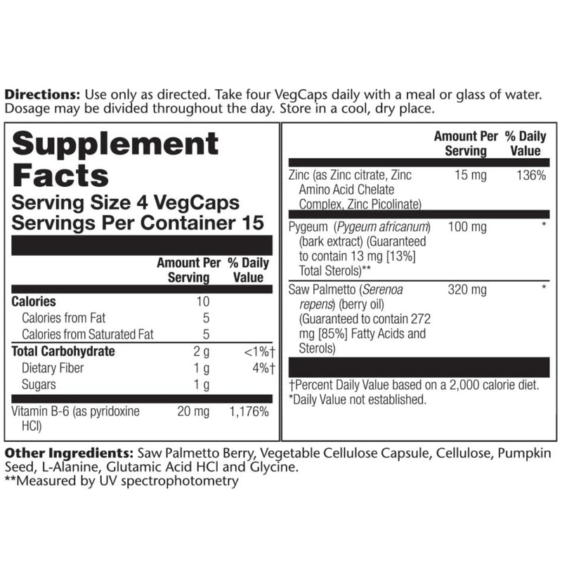 Solaray Saw Palmetto With Pygeum & Zinc - Puro Estado Fisico