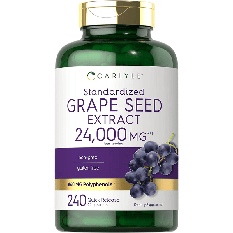 Carlyle Grape Seed Extract 24,000 mg - 240 Cápsulas de Liberación Rápida - Puro Estado Fisico