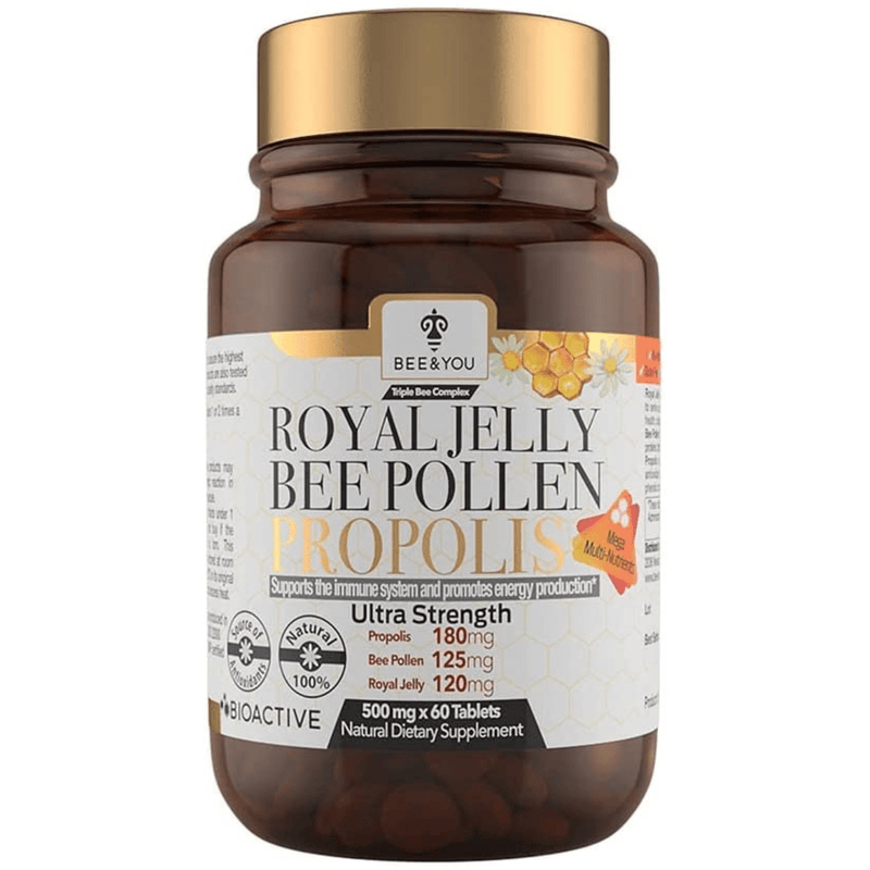 BeeAndYou Royal Jelly Bee Pollen Propolis - 60 Tabletas - Puro Estado Fisico