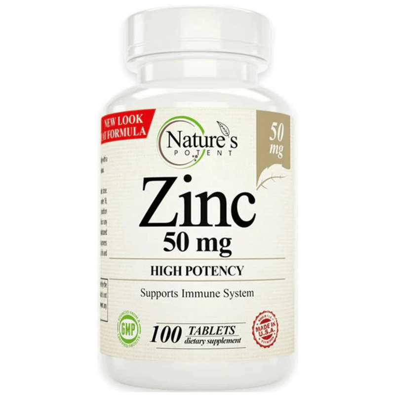 Natures Potent Zinc 50 mg - 100 Tabletas - Puro Estado Fisico