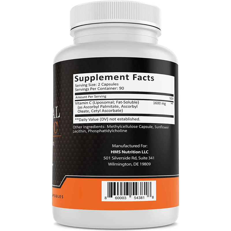 HMS Nutrition Liposomal Vitamin C 1600 mg - 180 Cápsulas - Puro Estado Fisico