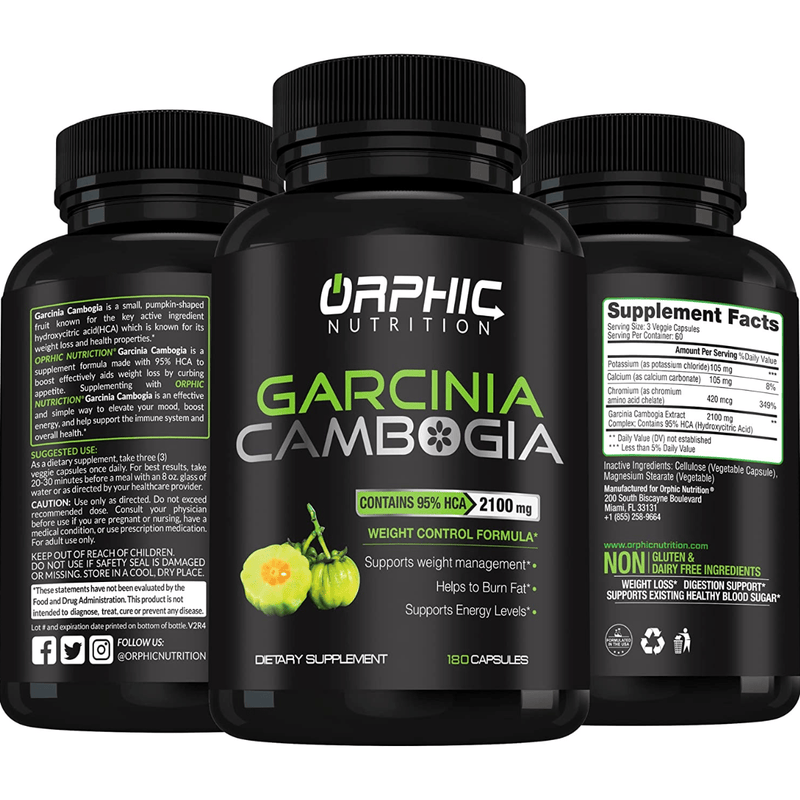 Orphic Nutrition Garcinia Cambogia - 180 Cápsulas - Puro Estado Fisico
