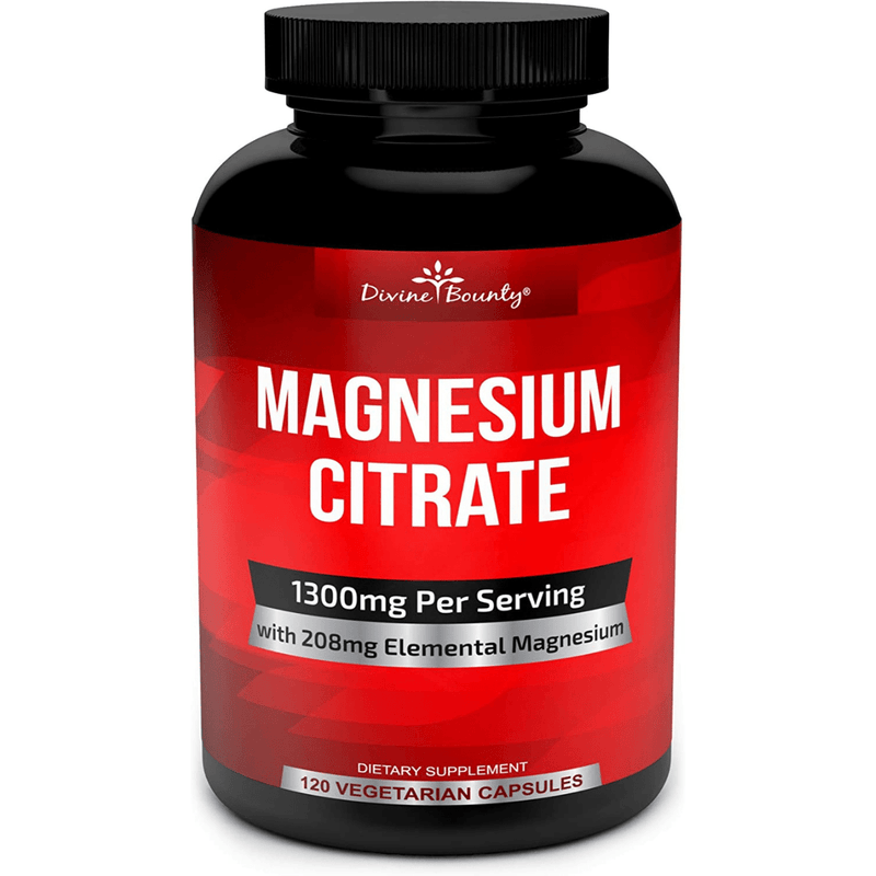 Divine Bounty Citrato de Magnesio (Magnesium Citrate) - 120 Cápsulas Vegetarianas - Puro Estado Fisico