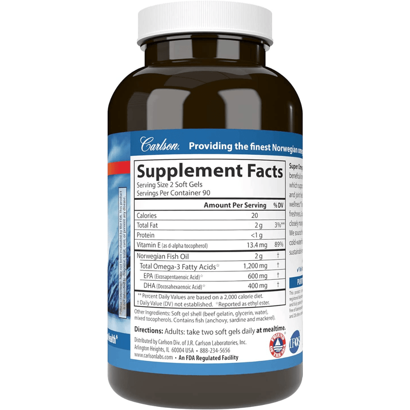 Carlson Super Omega-3 Gems - 1200 mg | Puro Estado Fisico