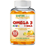Shifaa Nutrition Omega 3 con DHA Para Niños - Limón y Naranja - 60 Gomitas - Puro Estado Fisico