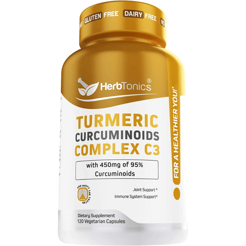 Herbtonics Turmeric Curcuminioids Complex C3 - 120 Cápsulas Veganas - Puro Estado Fisico