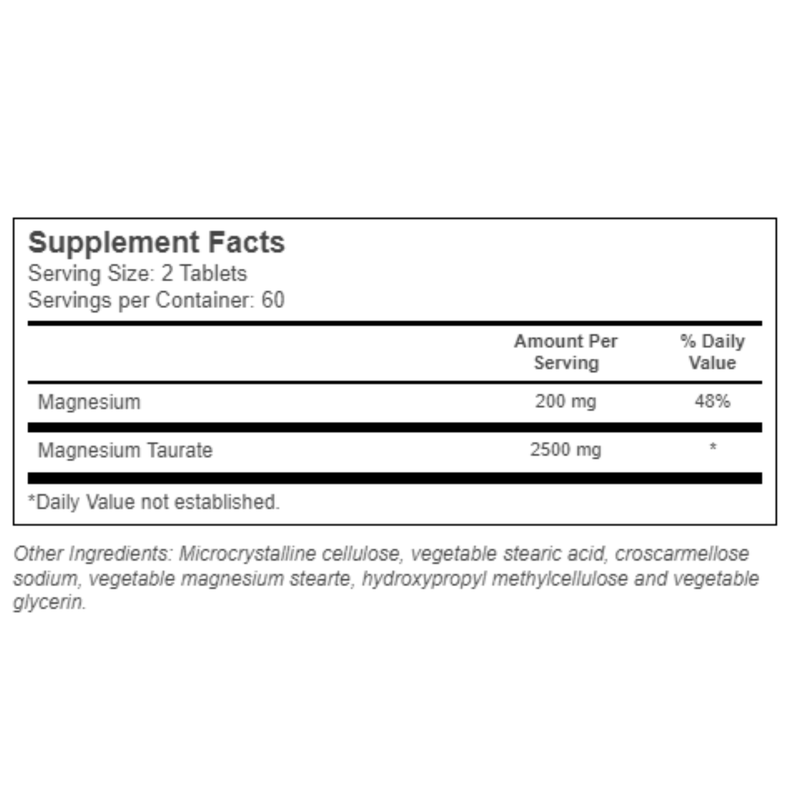 Vitacost Taurato de Magnesio - 120 Tabletas Vegetarianas - Puro Estado Fisico