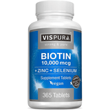 Vispura Biotina 10000 mcg - 365 Tabletas - Puro Estado Fisico